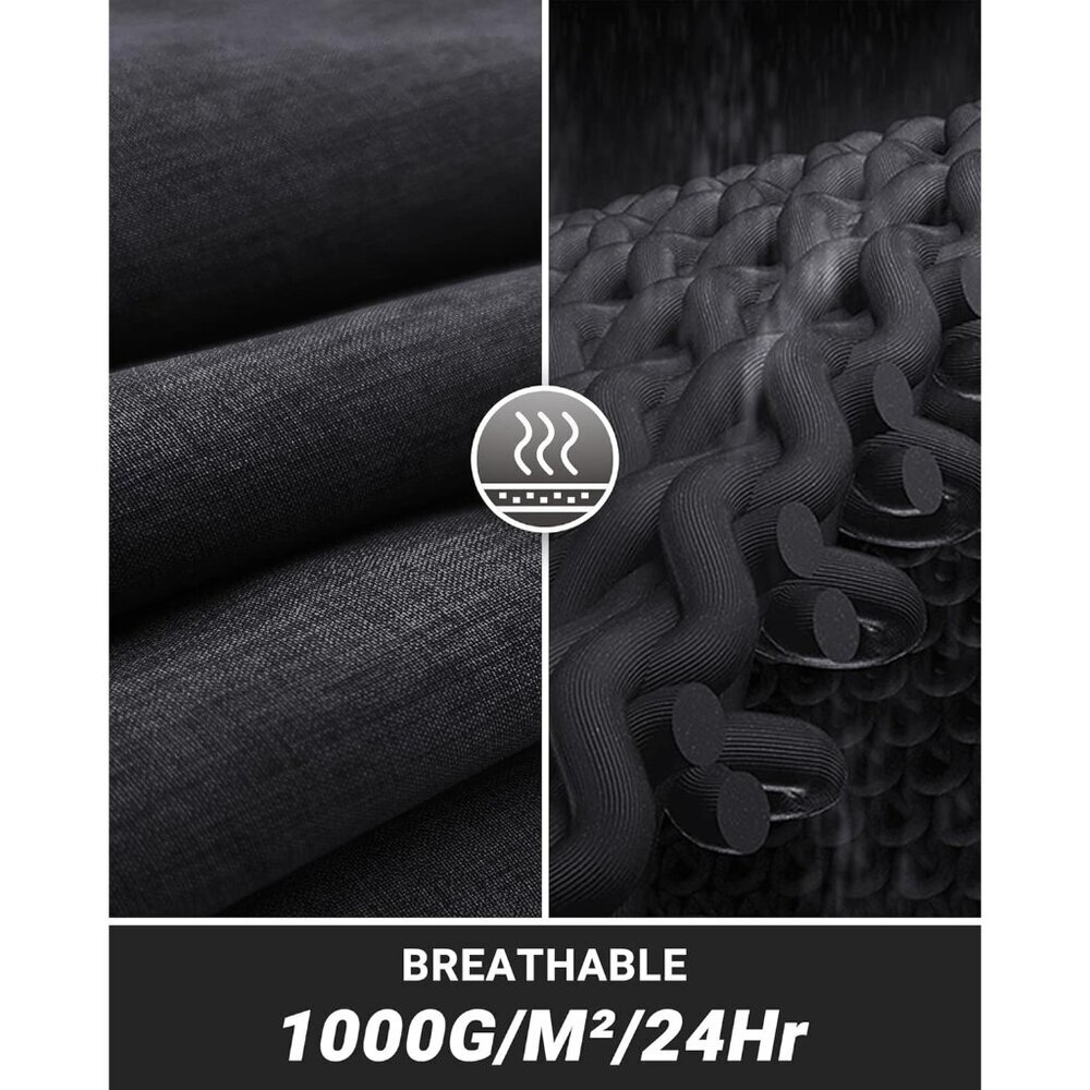 Women's Dark-grey Melange Lightweight Waterproof Hooded Rain Jacket,long Coat - Picture 6 of 8